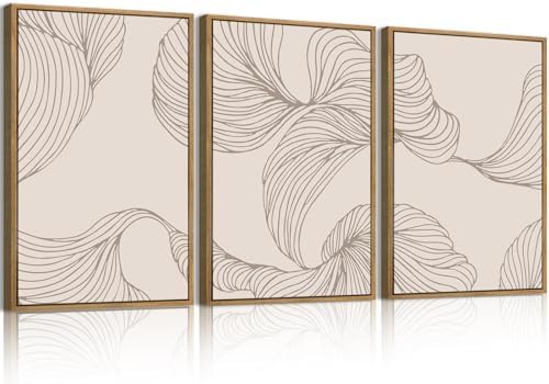 BINCUE Framed Neutral Beige Wall Art Modern Abstract Art Decor Minimalist - Image 7