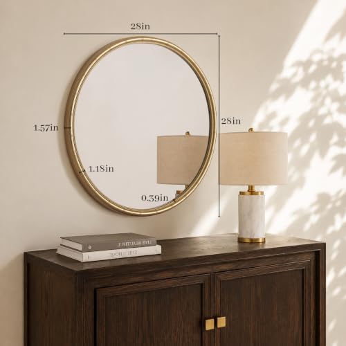 WallBeyond 28 Inch Gold Round Wall Mirror, Circle Mirror - Image 4
