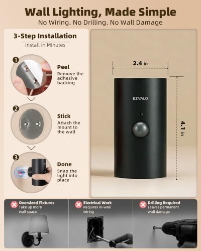 EZVALO 4 Pack Motion Sensor Wall Light, Rechargeable LED Sconce - Image 4