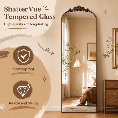 Easly 24"X65" Full Length Mirror Vintage, Bronze Arch Mirror - Image 7
