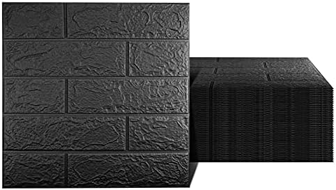 3D Wall Panels Peel and Stick, 58 Sq Ft Coverage, Faux Brick Black by Sodeno