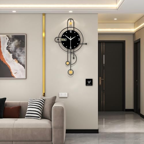 Modern Black Wall Clock Battery Operated - Image 2