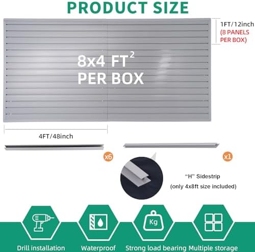 FRAYSCENT Slat Wall Paneling Garage Slat Wall Storage Systems Slatwall Panels - Image 5
