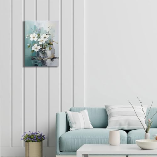 daktenn Floral Canvas Wall Art Green Bathroom Wall Art Pictures Wall Decor Home - Image 5