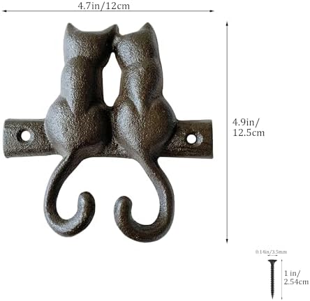 Rustic Cat-Shaped Decorative Wall Hook Rack Hangers - Image 2