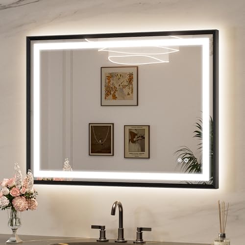 Keonjinn 40x30 Inch Black LED Bathroom Mirror by Keonjinn