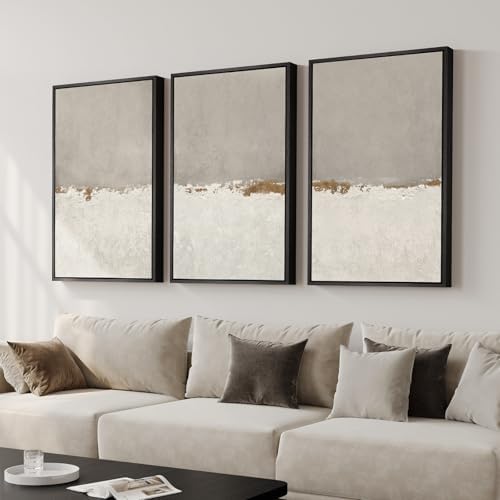 Large Framed Modern Taupe Abstract Wall Art by Cuspin