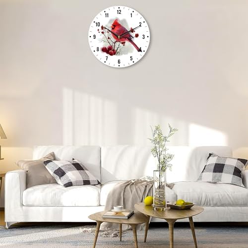 SPUNKER Wall Clock, Christmas Red Cardinal Bird Wall Clocks - Image 6