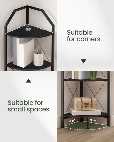 CHOEZON 4-Tier Corner Shelf, Industrial Corner Bookshelf, 47.6" Corner Storage - Image 3