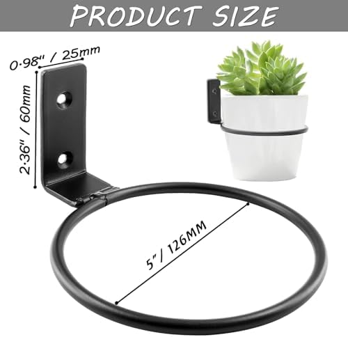 Jiozermi 2 Pack 5 inch Flower Pot Holder Ring, Metal Black - Image 5