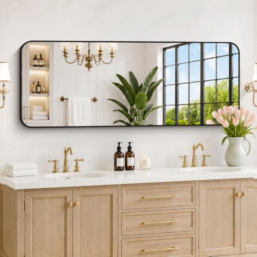 DESBING 60" x 24"Bathroom Mirror, Matte Black Wall Mirror by DESBING