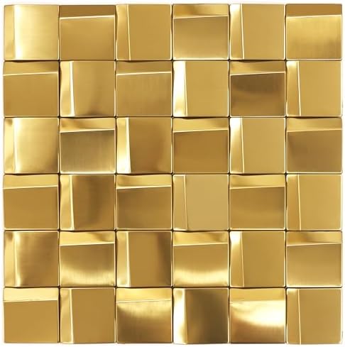 5 Sheets Gold Tiles Metal Mosaic Wall Backsplash Tile 3D Wall Panels by Elephantile