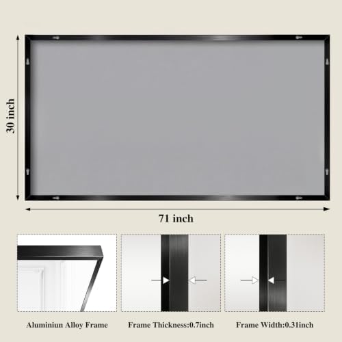 Koonmi Black Rectangle Wall Mirror, 30x71 Inch Bathroom Mirror, Aluminum Frame - Image 2