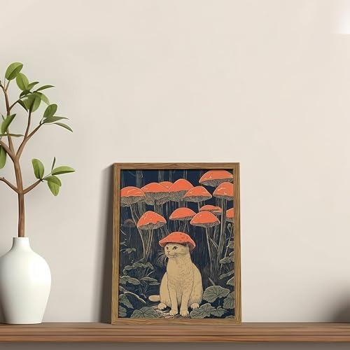 Framed Vintage Cat Wall Art, Whimsical White Cat - Image 6