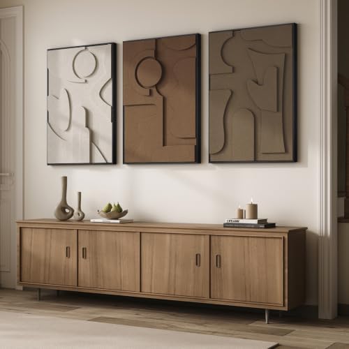 Large 3D Textured Framed Neutral Abstract Wall Art - Image 4
