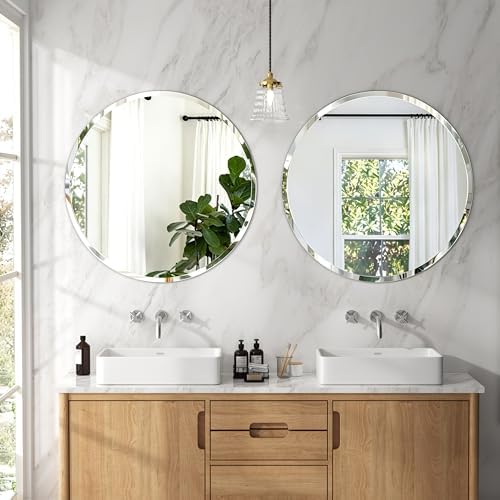 32x32 Inch Bathroom Mirrors for Over Sink, Frameless Mirrors for Wall - Image 2