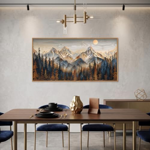Rustic Pine Tree Mountain Framed Canvas Wall Art Set-40"x20"x1 - Image 3
