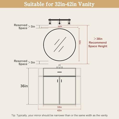 WallBeyond Round Wood Mirror 32 inch Circle Wall Mirror - Image 5