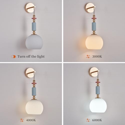 Milk White Glass Modern Wall Scone Hanging Indoor Wall Light Fixtures Milky - Image 3