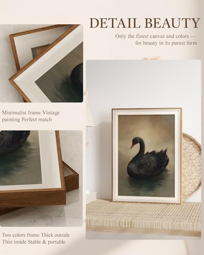 VIYYIEA Framed Black Swan Wall Art, Rustic Animal Canvas Prints, 12×16 Inch - Image 6
