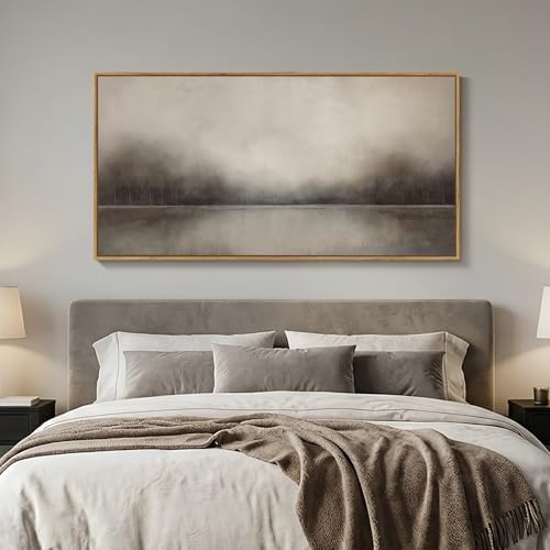 Large Framed Neutal Abstract Landscape Wall Art - Image 3