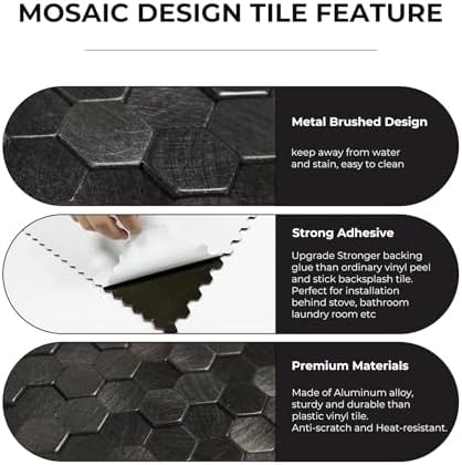 STICKGOO Mosaic Peel and Stick Backsplash Tiles, 8 Sheets, Gunmetal Gray - Image 5