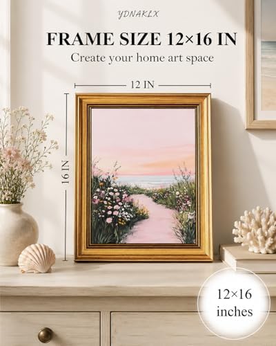 Gold Framed Wall Art, Dreamy Beachy Aesthetic Artwork - Image 2
