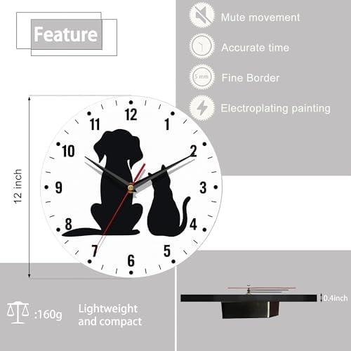 SPUNKER Clock for Bedroom, Animals Round Clock Silent Non-Ticking Wall Decor - Image 2