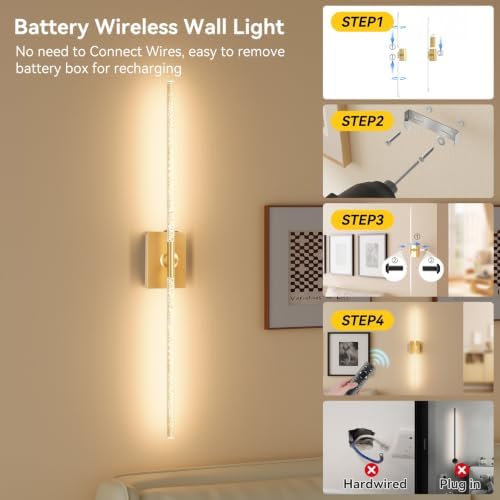 Battery Operated Wall Sconces Set of 2 - Image 4