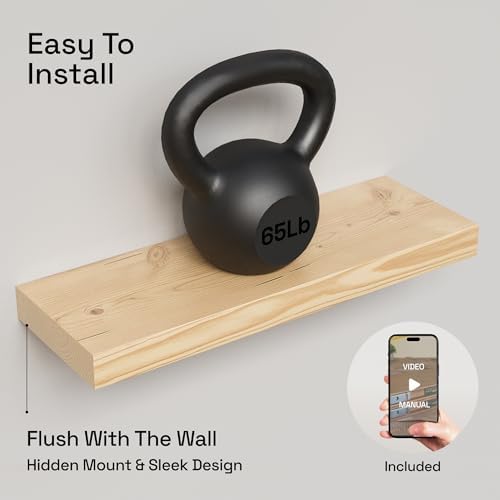Solid Wood Floating Shelves for Wall 20 Inch Natural Wood, Wooden Shelf - Image 5