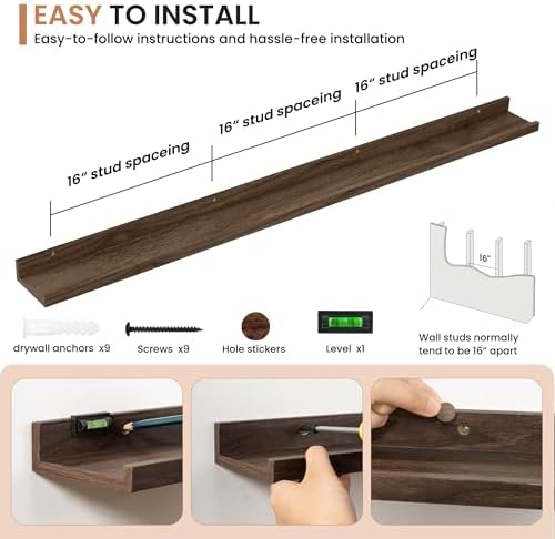 Dreamland Picture Ledge Shelf for Wall, Floating Shelves Set of 2, 55 inch Long - Image 4