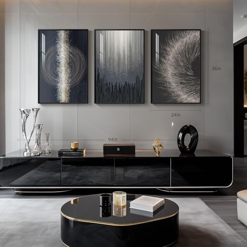 Large Black Silver Abstract Wall Art - Image 3