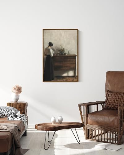 VIYYIEA Vintage Women Large Framed Wall Art, Woman Standing Reading Paintings - Image 3