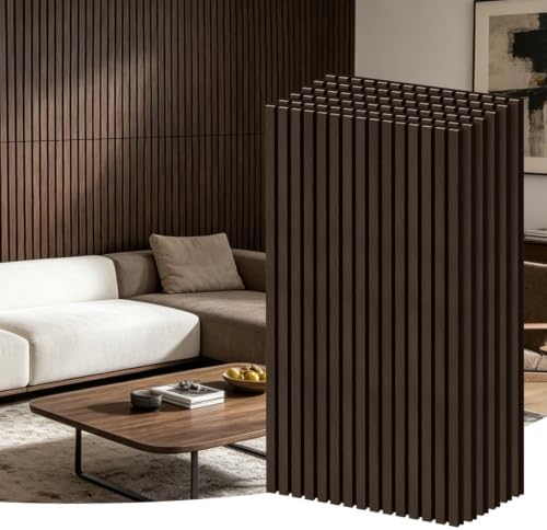 RITOLLO 8 Pack Wood Slat Wall Panels, 62 Sq Ft Coverage, Dark Walnut by Ritollo
