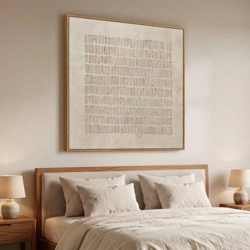 Extra Large Framed Neutral Beige Abstract Wall Art - Image 2