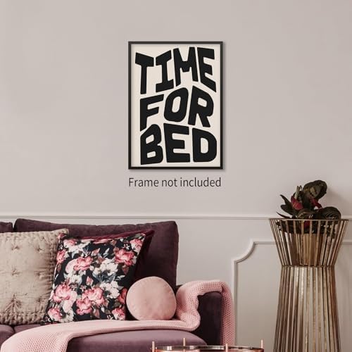 OMANI Black And White Time For Bed Poster Funny Quotes Wall Art Trendy Modern - Image 3