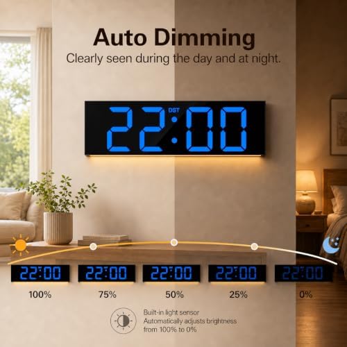 JALL 22" Extra Large Digital Wall Clock, Giant LED Display - Image 6