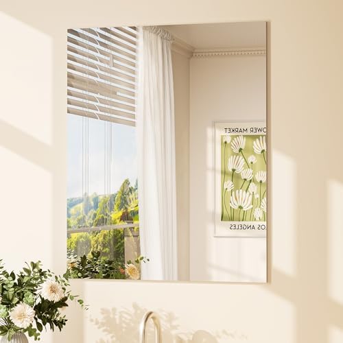 TETOTE Frameless Mirror 24" x 30" Frameless Bathroom Mirror by TETOTE