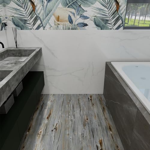 Wood Grain Peel and Stick Floor Tiles, 11.8" W × 118" L, Tide‑Washed - Image 6