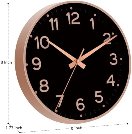 Roymnie 8 Inch Wall Clock, Battery Operated Silent Non Ticking Analog - Image 3