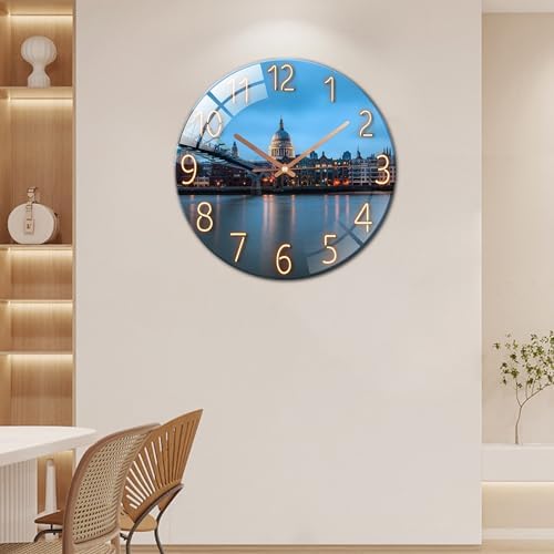 Ergocar Glass Wall Clock Silent Scanning Mechanical Round Glass Wall Clock - Image 2