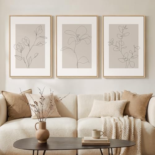 Framed Neutral Minimalist Floral Wall Art by Cuspin