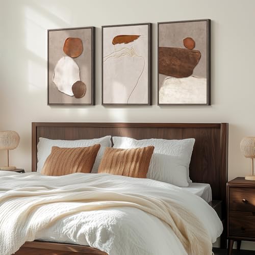 Framed Modern Rustic Neutral Abstract Wall Art, 3 Piece Set, Each 16x24 In - Image 2