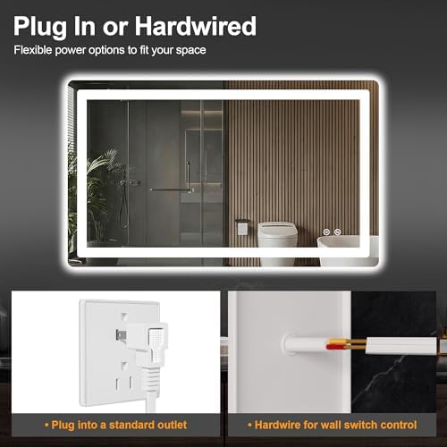 LED Bathroom Mirror with Lights, 24 x 40 Lighted Vanity Wall Mirror - Image 7