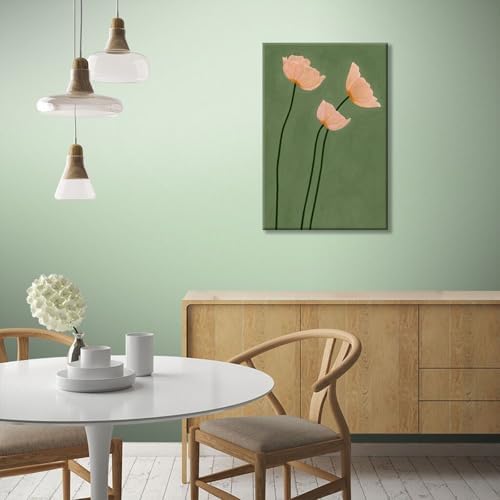 Olive Green Botanical Wall Art Vintage Peony Blush Trio Poster Prints - Image 2