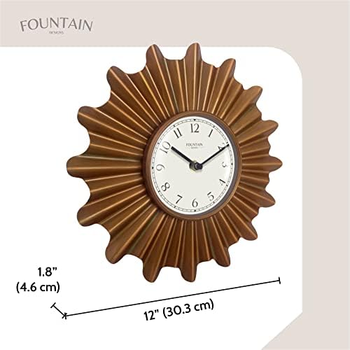 12" Mid Century Starburst Wall Clock, Antique Copper - Image 6