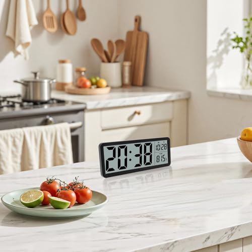 Silent Digital Wall Clock with Date/Time/Temperature Large Display, Versatile - Image 5