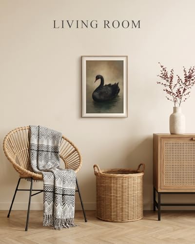 VIYYIEA Framed Black Swan Wall Art, Rustic Animal Canvas Prints, 12×16 Inch - Image 4