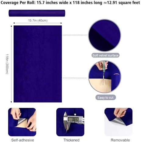 Self Adhesive Blue Felt Fabric Velvet Drawer Liner - Image 7