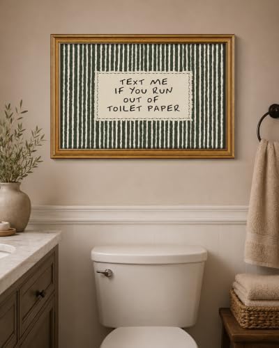 Gold Framed Wall Art, Funny Bathroom Canvas Prints, Text Me If You Run Out Of - Image 6